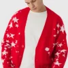 boohooMAN Oversized Boxy Star Brushed Knitted Cardigan | Knitwear | Going Out Knitwear