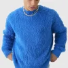 boohooMAN Oversized Boxy Super Fluffy Knitted Jumper | Knitwear | Going Out Knitwear