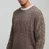 boohooMAN Oversized Boxy Tonal Cable Knitted Jumper | Knitwear | Going Out Knitwear