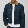 boohooMAN Oversized Boxy Trucker Denim Jacket With Cord Collar | Man | Denim