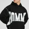 boohooMAN Oversized Boxy Twill Applique Contrast Stitch Hoodie | Hoodies & Sweats | T-Shirts