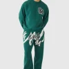 boohooMAN Oversized Boxy Varsity Print Sweatshirt Tracksuit | Tracksuits