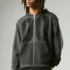 boohooMAN Oversized Boxy Varsity Raw Edge Zip Through Loopback Hoodie | Hoodies & Sweats