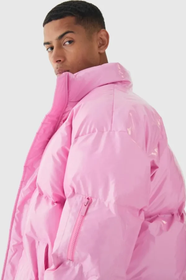 boohooMAN Oversized Boxy Vinyl Boxy Puffer Jacket | Man | Coats & Jackets