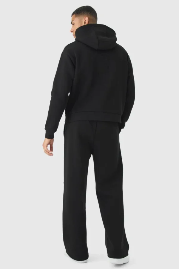 boohooMAN Oversized Boxy Worldwide Emboss Wide Leg Tracksuit | Tracksuits