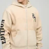 boohooMAN Oversized Boxy Zip Through Spray Wash Official Moto Hoodie | Hoodies & Sweats