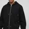 boohooMAN Oversized Boxy Zip Through Carpenter Hoodie | Hoodies & Sweats | T-Shirts