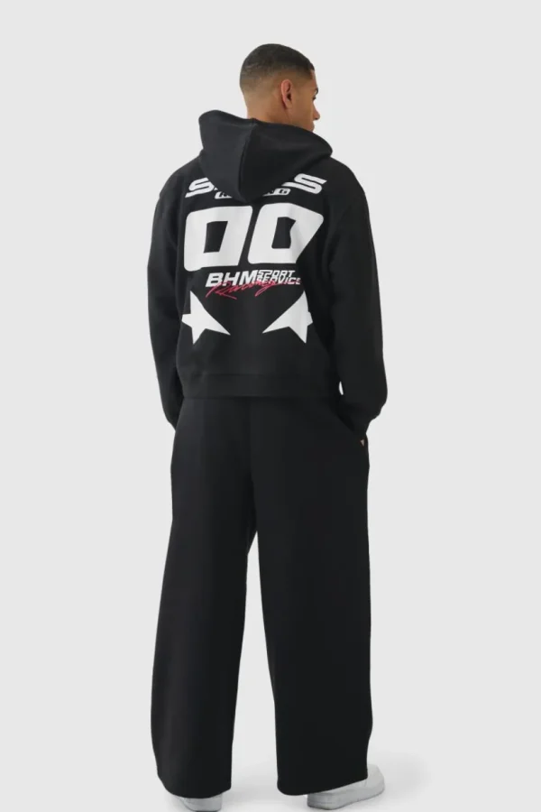 boohooMAN Oversized Boxy Zip Through Moto Print Hoodie | Hoodies & Sweats