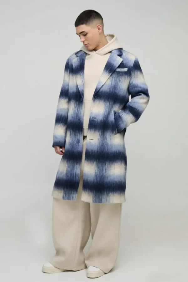 boohooMAN Oversized Brushed Check Overcoat In | Coats & Jackets | Man