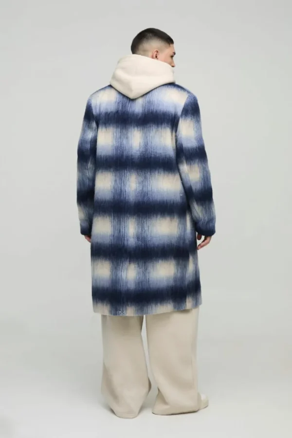 boohooMAN Oversized Brushed Check Overcoat In | Coats & Jackets | Man