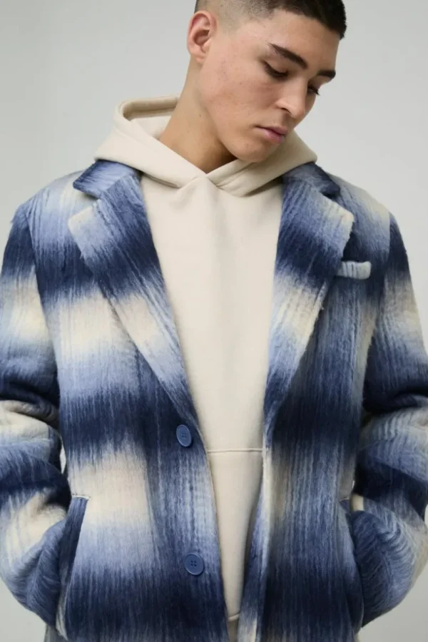 boohooMAN Oversized Brushed Check Overcoat In | Coats & Jackets | Man