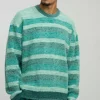 boohooMAN Oversized Brushed Stripe Knitted Jumper | Knitwear | Going Out Knitwear