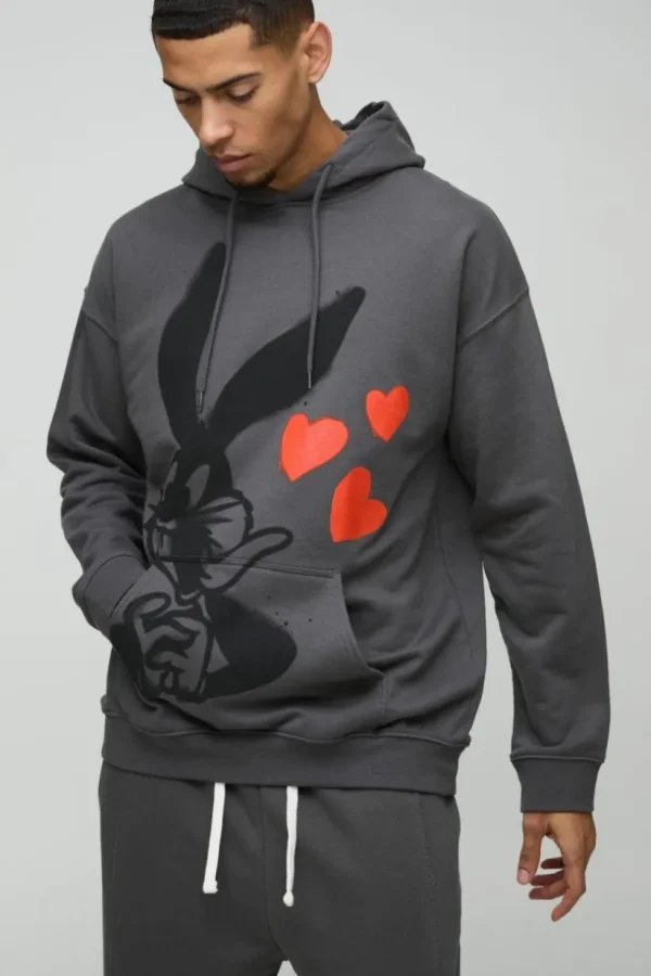 boohooMAN Oversized Bugs Bunny License Print Hoodie | Hoodies & Sweats