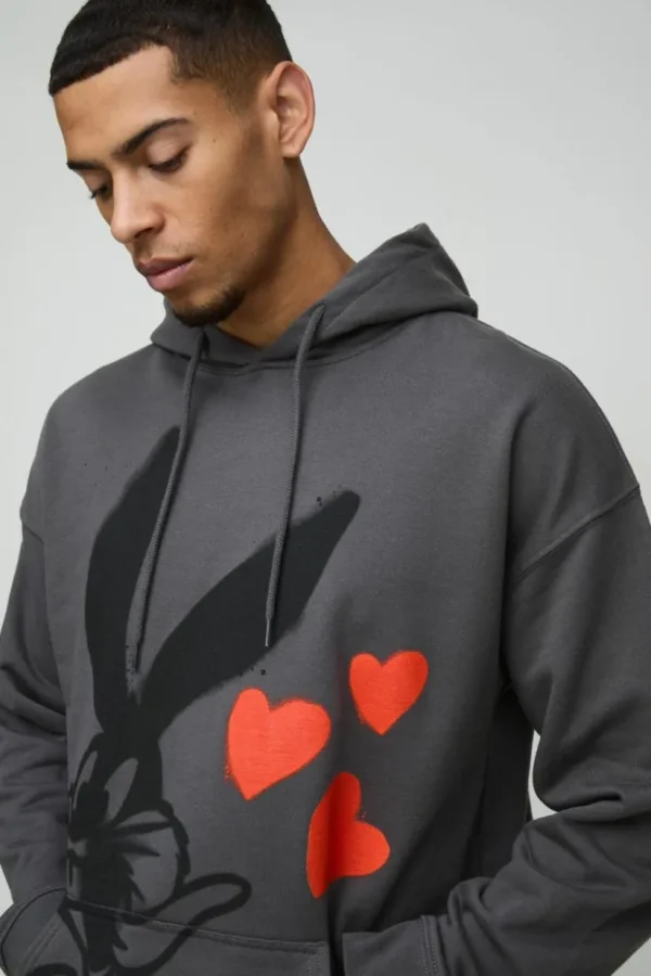 boohooMAN Oversized Bugs Bunny License Print Hoodie | Hoodies & Sweats