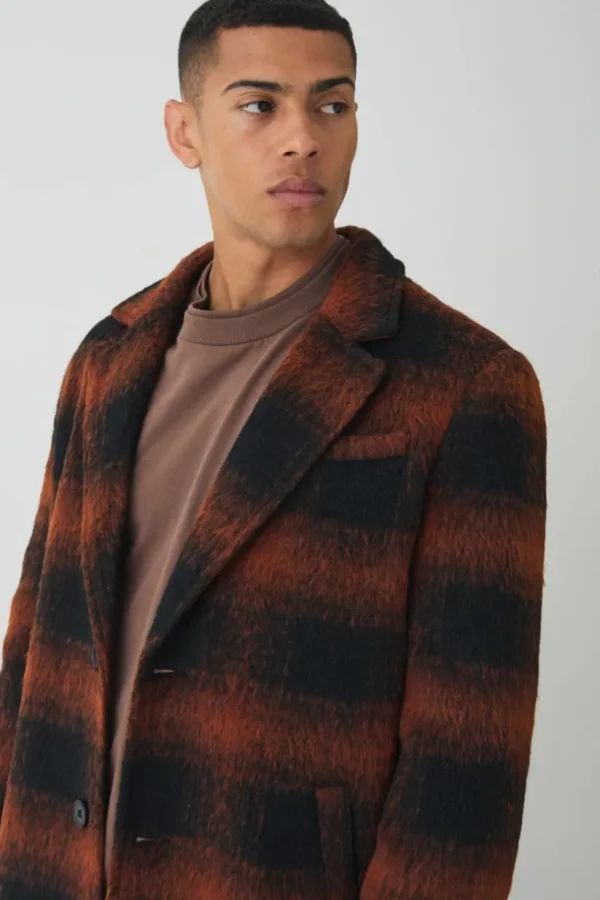 boohooMAN Oversized Check Overcoat In | Man | Coats & Jackets