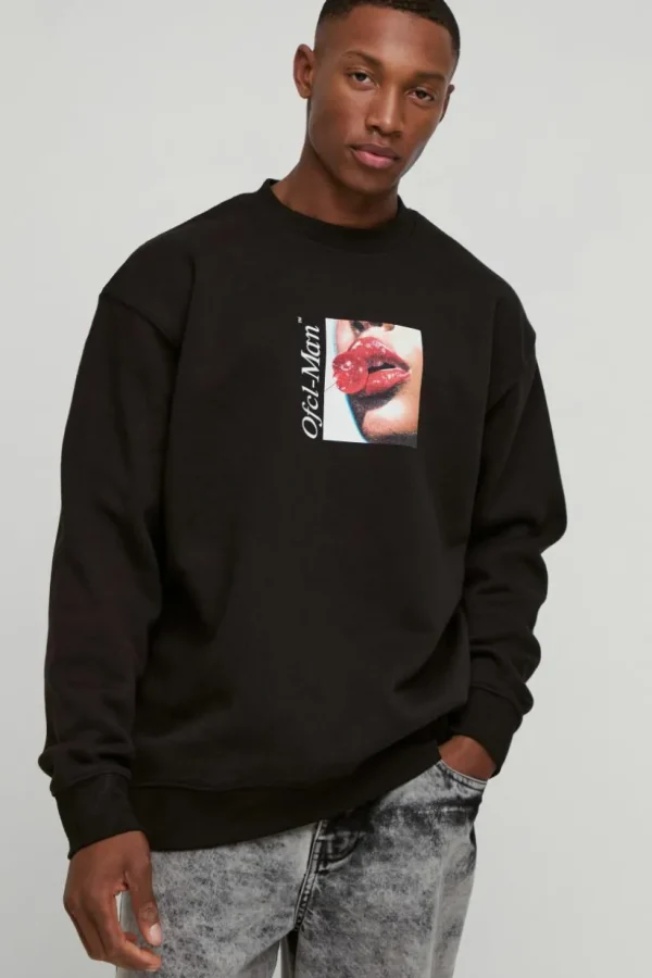 boohooMAN Oversized Cherry Lips Box Graphic Sweatshirt | Hoodies & Sweats