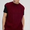 boohooMAN Oversized Crew Neck Cable Knitted Vest | Knitwear | Going Out Knitwear