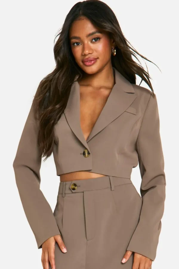 boohoo Oversized Cropped Boxy Tailored Blazer | Women Shirts | Foundation