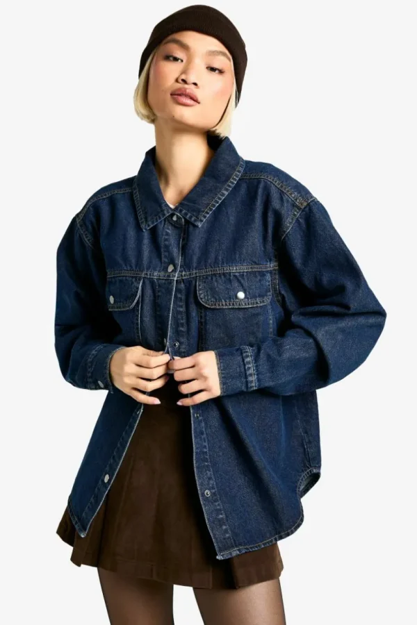 boohoo Oversized Denim Shirt | Women Shirts | Foundation