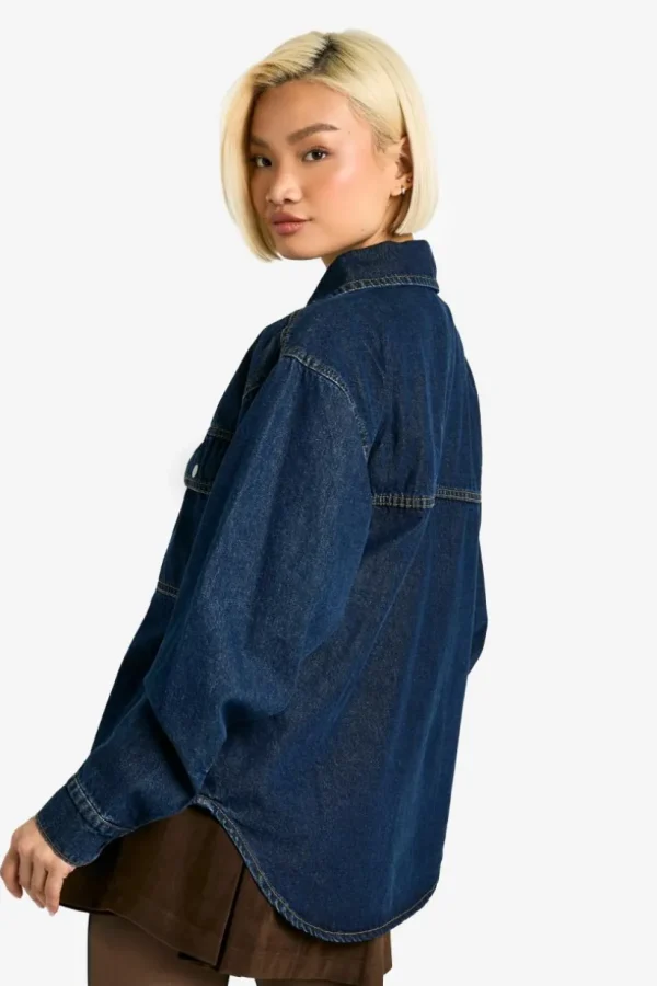 boohoo Oversized Denim Shirt | Women Shirts | Foundation