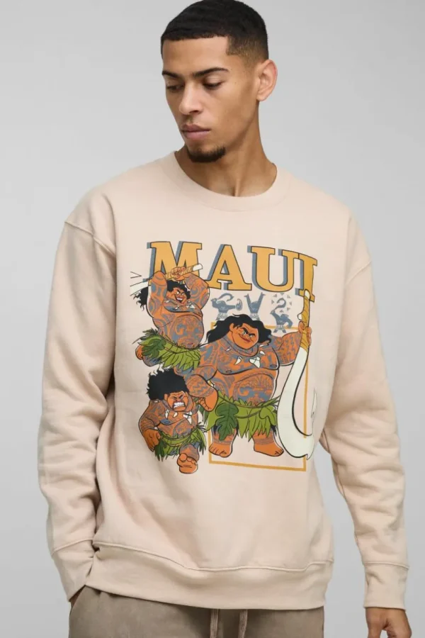 boohooMAN Oversized Disney Maui License Print Sweatshirt | Hoodies & Sweats | T-Shirts