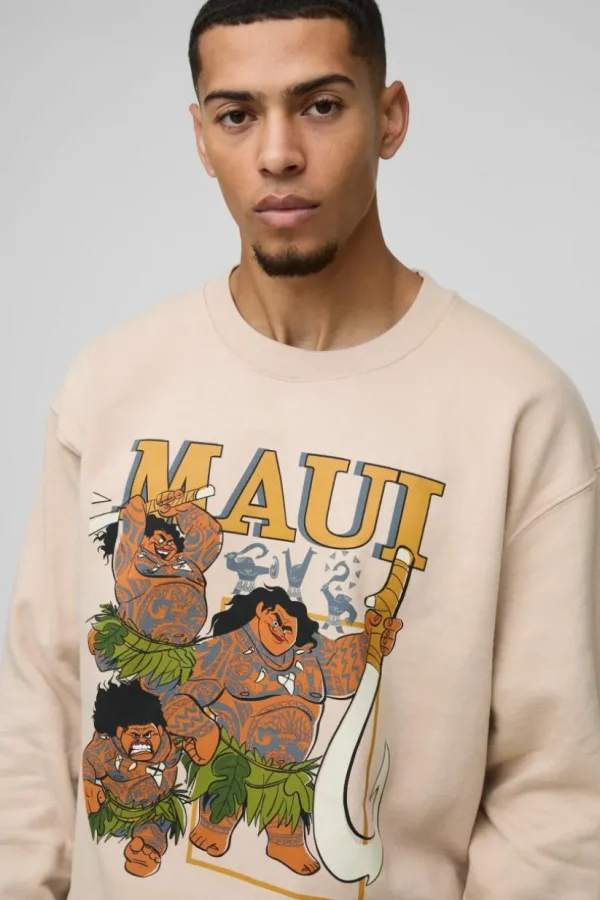 boohooMAN Oversized Disney Maui License Print Sweatshirt | Hoodies & Sweats | T-Shirts