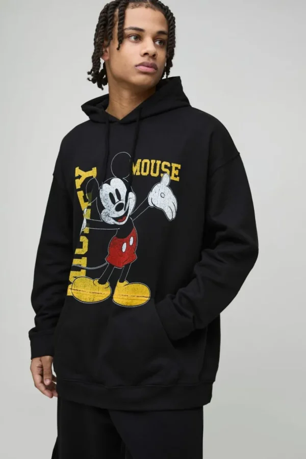 boohooMAN Oversized Disney Mickey Mouse License Print Hoodie | Hoodies & Sweats