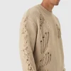 boohooMAN Oversized Distressed Sleeve Knitted Jumper | Knitwear | Going Out Knitwear