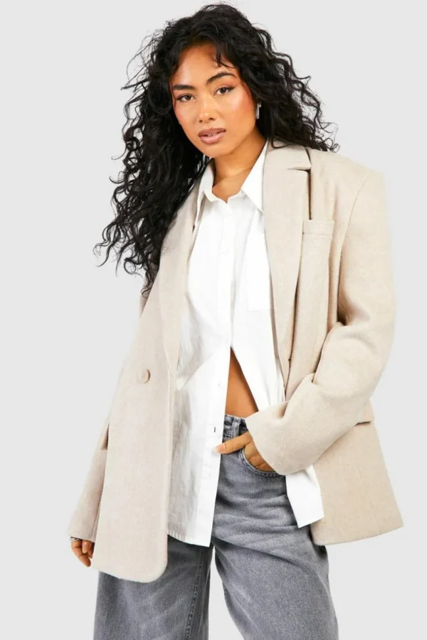 boohoo Oversized Double Breasted Wool Blazer | Women Shirts | Foundation