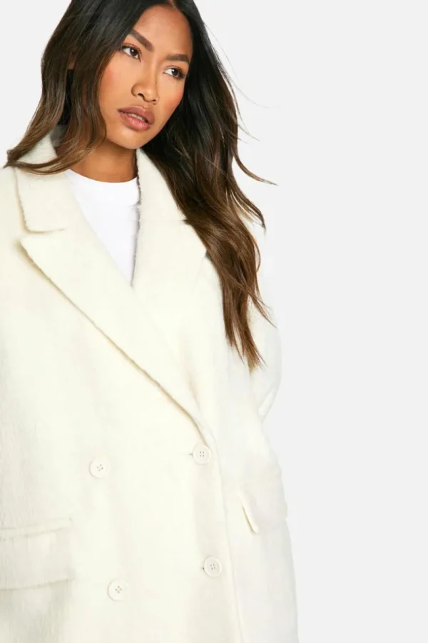 boohoo Oversized Double Breasted Wool Look Coat | Women Shirts | Foundation