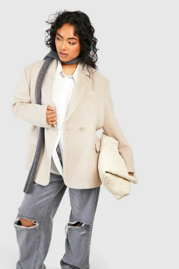 boohoo Oversized Double Breasted Wool Blazer | Women Shirts | Foundation