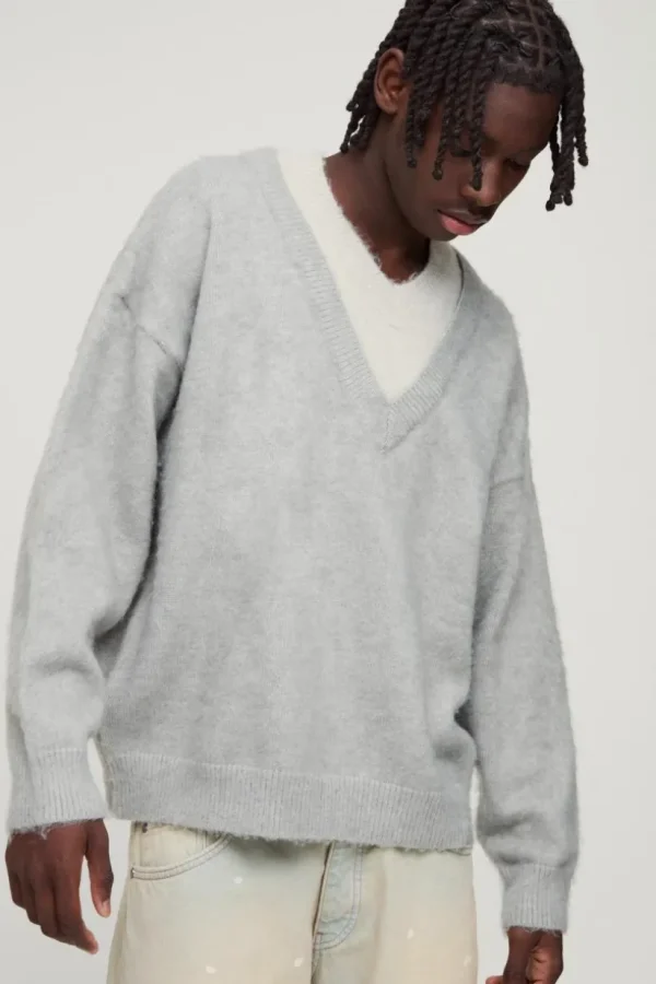 boohooMAN Oversized Double Layer Brushed Knitted Jumper | Knitwear | Going Out Knitwear