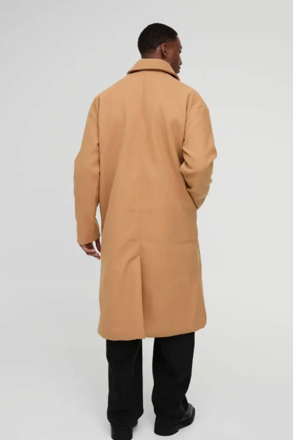 boohooMAN Oversized Drop Shoulder Double Breasted Overcoat In | Man | Coats & Jackets