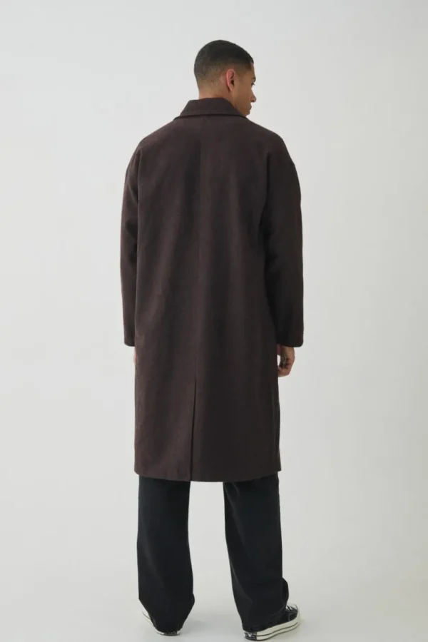 boohooMAN Oversized Drop Shoulder Herringbone Overcoat In | Man | Coats & Jackets