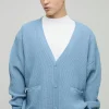 boohooMAN Oversized Dropped Shoulder Ribbed Knitted Cardigan | Knitwear | Going Out Knitwear