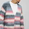 boohooMAN Oversized Dropped Shoulder Brushed Stripe Knitted Cardigan | Knitwear | Going Out Knitwear