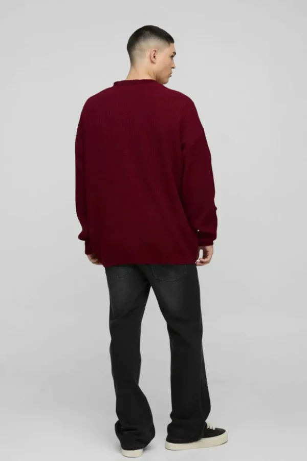 boohooMAN Oversized Dropped Shoulder Ribbed Knitted Cardigan | Knitwear | Going Out Knitwear