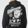 boohooMAN Oversized Espresso Cartoon Puff Print Hoodie | Hoodies & Sweats