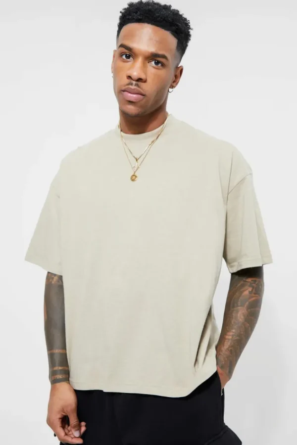 boohooMAN Oversized Extended Neck Boxy T-shirt | T-Shirts