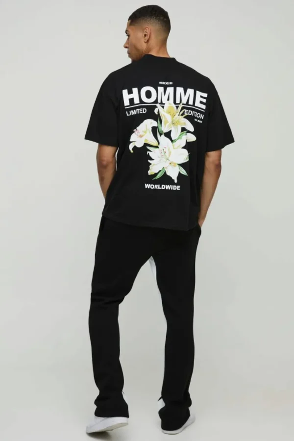 boohooMAN Oversized Extended Neck Homme Lily Graphic T-Shirt | Hoodies & Sweats | T-Shirts