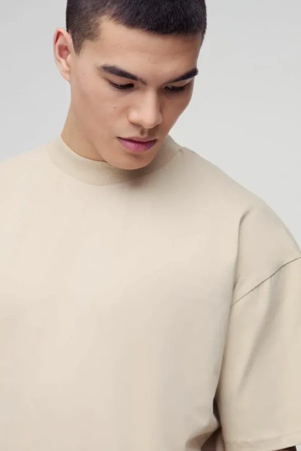 boohooMAN Oversized Extended Neck Heavyweight T-shirt | Going Out | Basics - Elevated