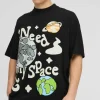 boohooMAN Oversized Extended Neck Puff Print Space Graphic T-shirt | T-Shirts