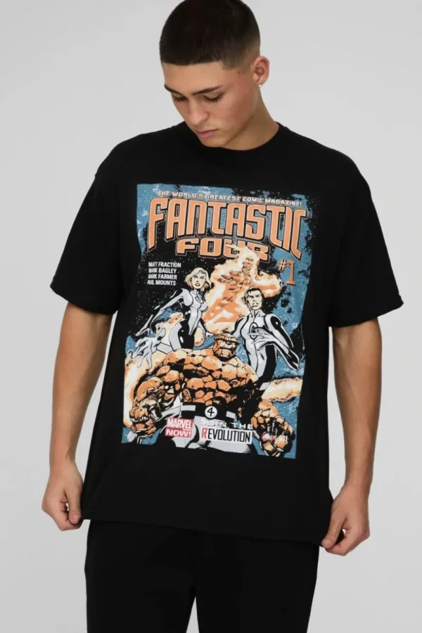 boohooMAN Oversized Fantastic Four Comic License Print T-Shirt | T-Shirts