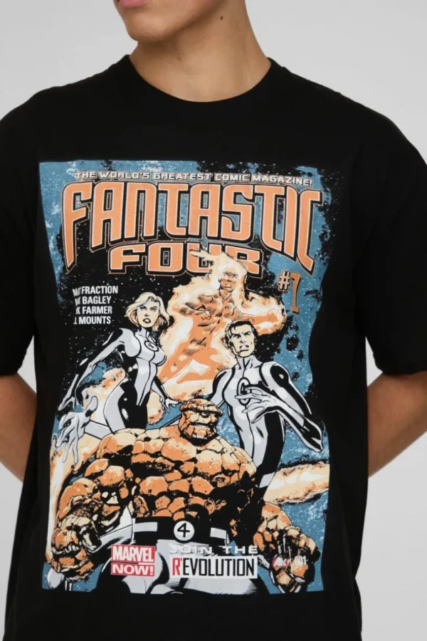 boohooMAN Oversized Fantastic Four Comic License Print T-Shirt | T-Shirts