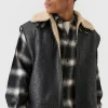 boohooMAN Oversized Faux Suede Aviator Gilet Jacket In | Man | Coats & Jackets