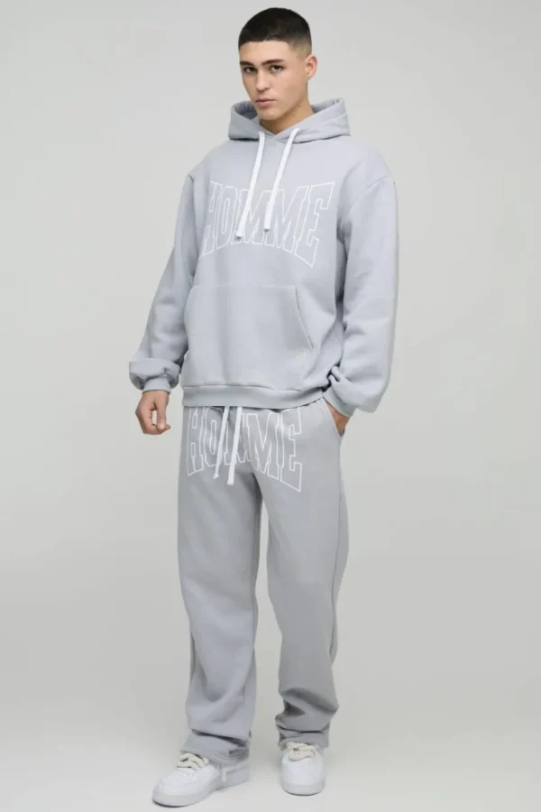 boohooMAN Oversized Fit Homme Print Tracksuit | Tracksuits