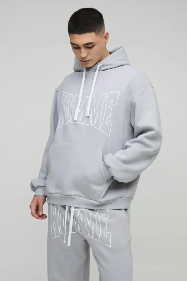 boohooMAN Oversized Fit Homme Print Tracksuit | Tracksuits