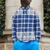 boohooMAN Oversized Flannel Check Distressed Collared Shirt | Shirts | Going Out Shirts