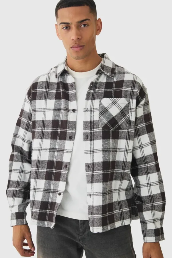 boohooMAN Oversized Flannel Long Sleeve Check Shirt | Shirts | Going Out Shirts