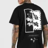 boohooMAN Oversized Floral Photo Back Print T-Shirt | Going Out Tops | Going Out